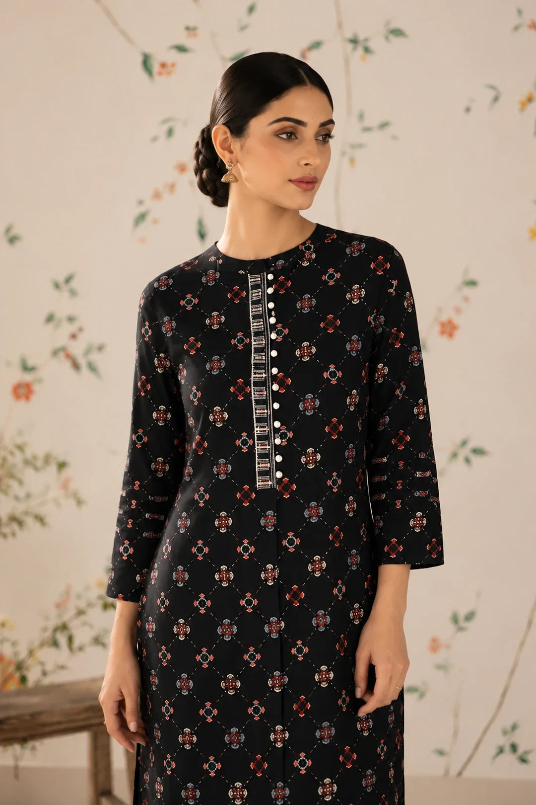 Utsav Black Printed Handwork Kurta With Pant Set