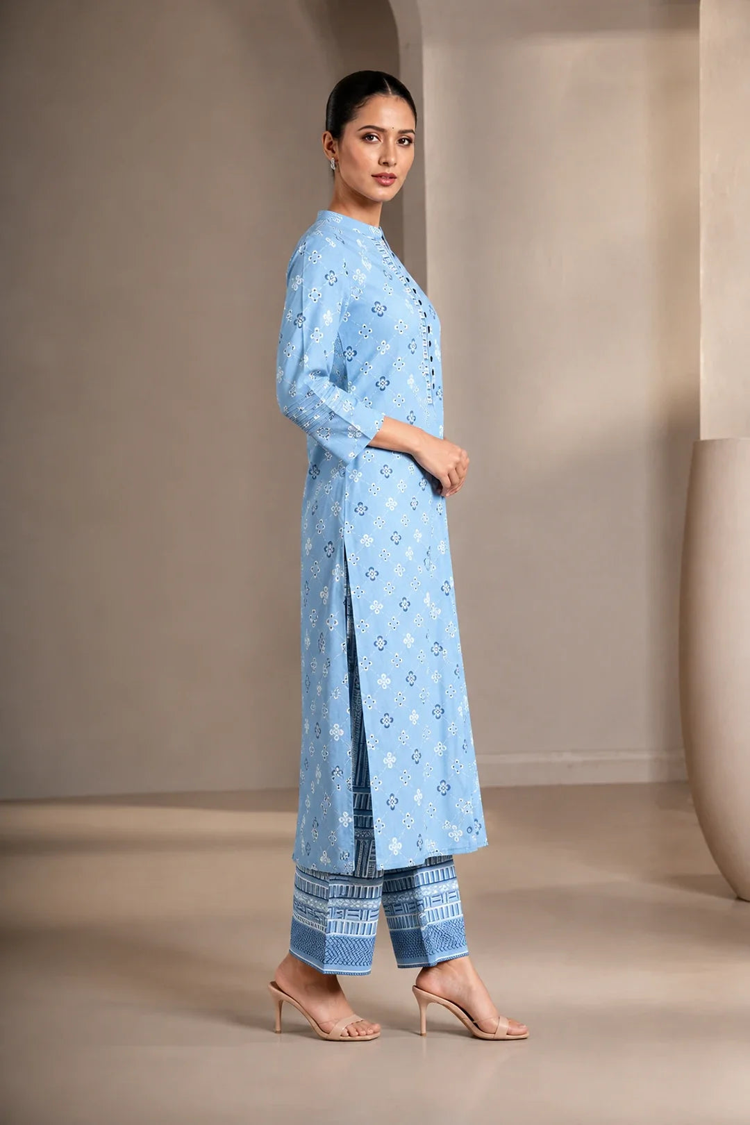 Utsav Grey Printed Handwork Kurta With Pant Set