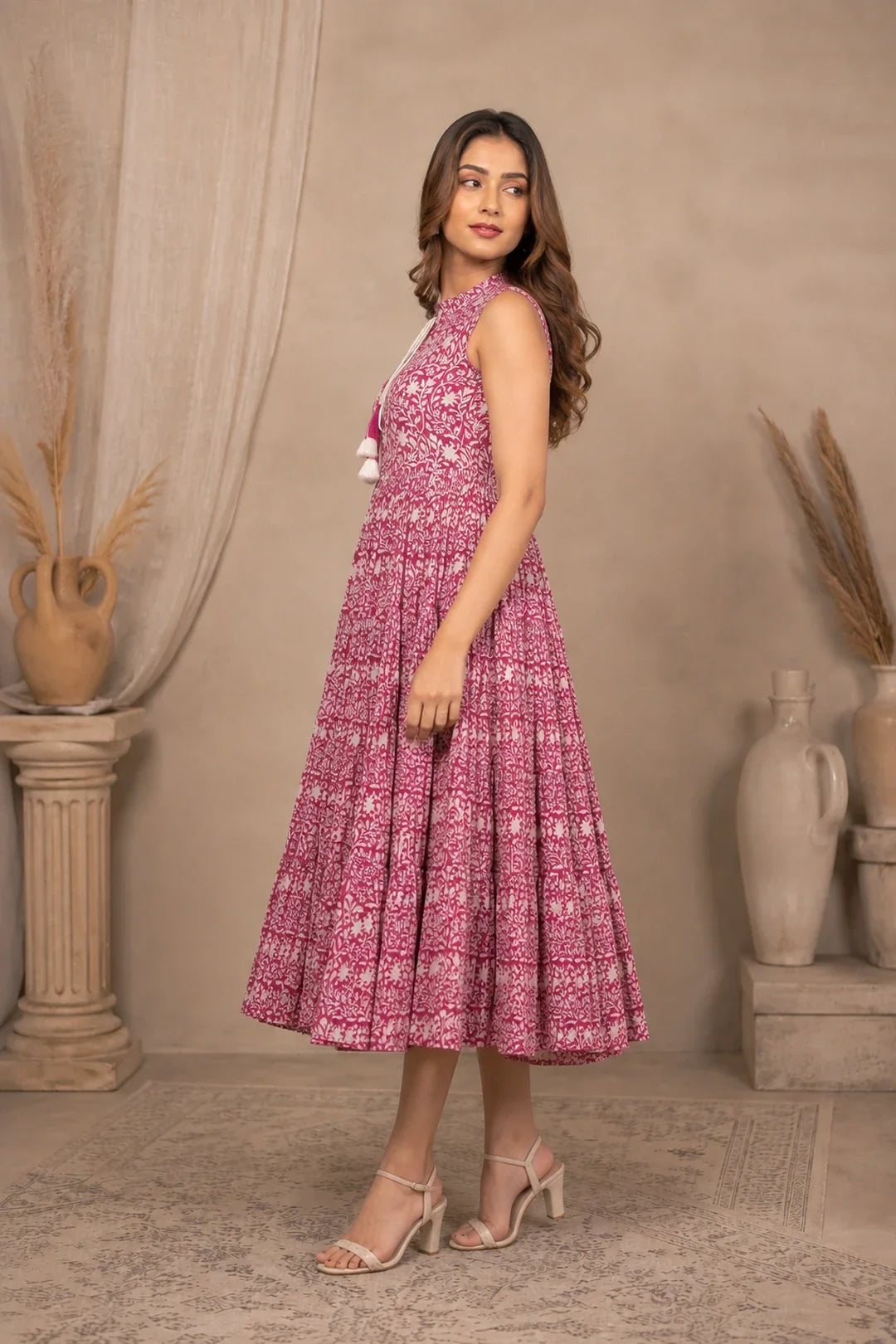 Utsav Parita Floral Jaal Block Printed Maxi Dress