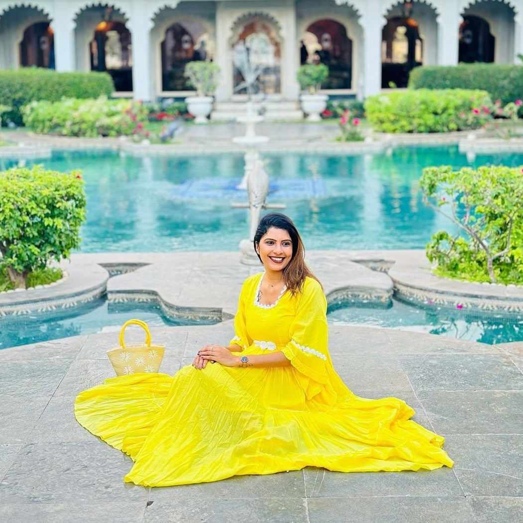 Utsav Elfin Yellow Comfy Cotton Dress