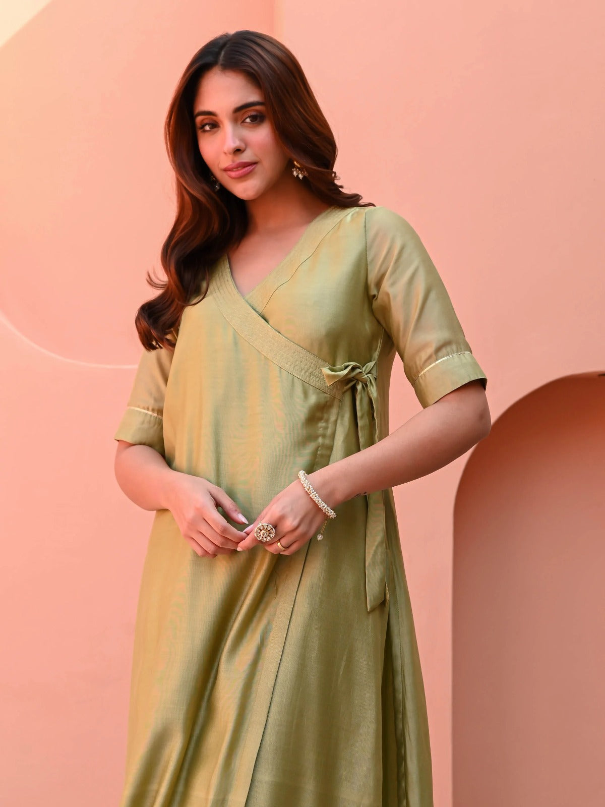 Utsav Light Green Silk Kurta Set