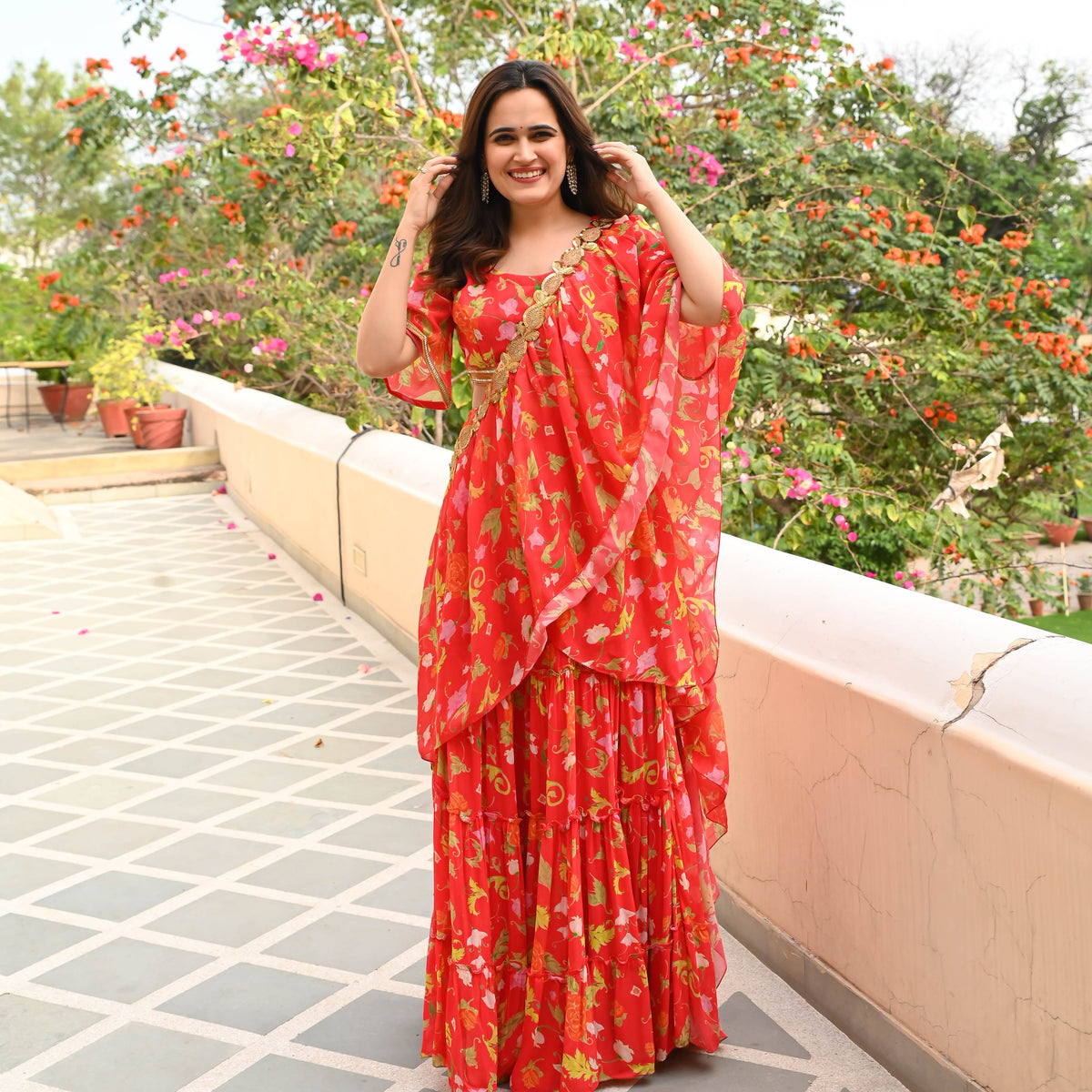 Utsav Nargis Floral Draped Saree