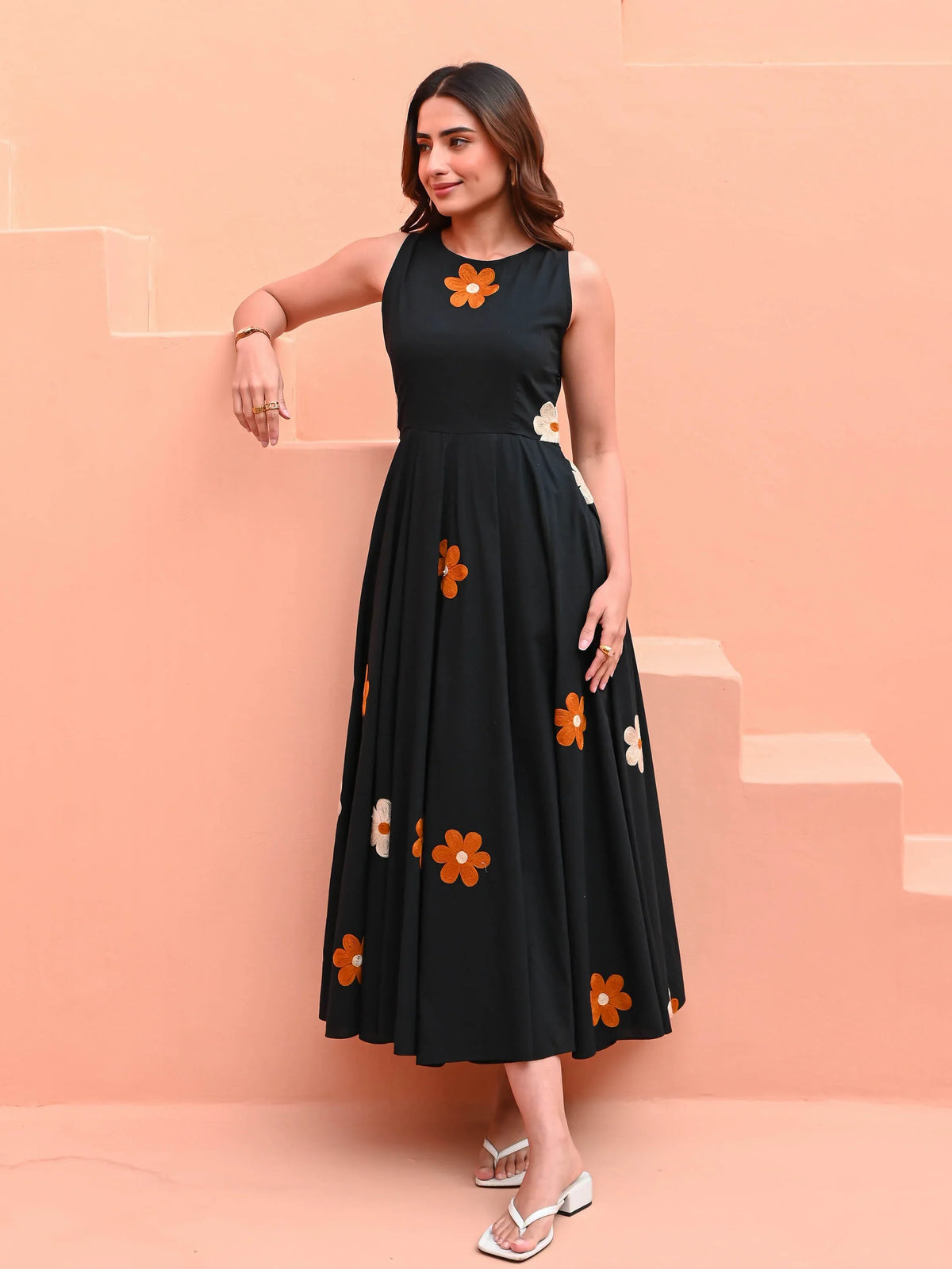 Utsav Black Dress with Floral Embroidery