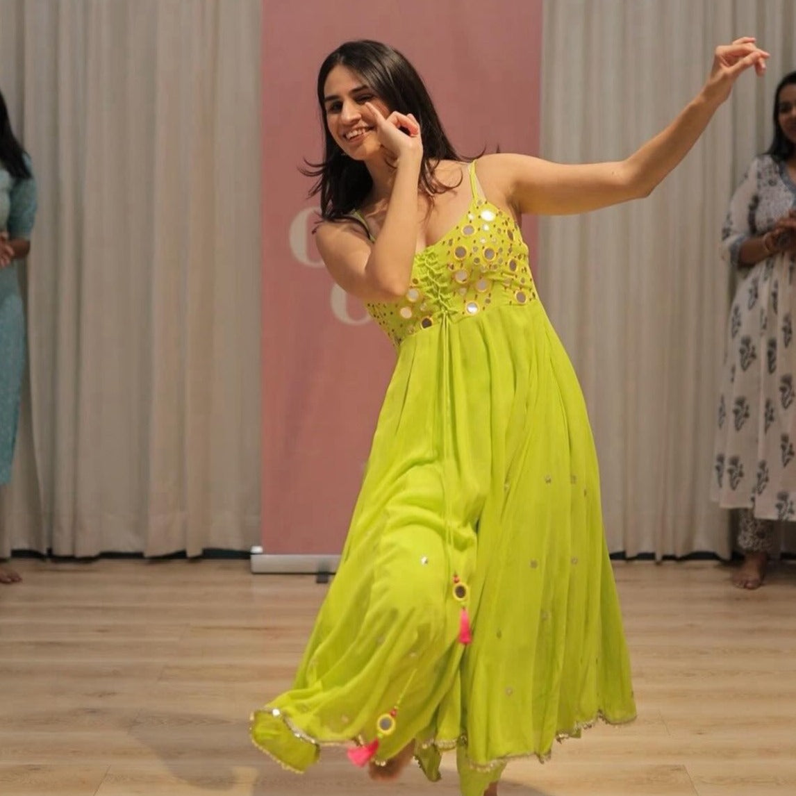 Utsav Yellow Green Mirror Work Suit Set