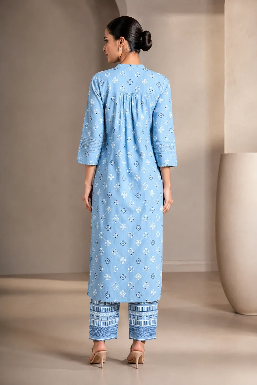 Utsav Grey Printed Handwork Kurta With Pant Set