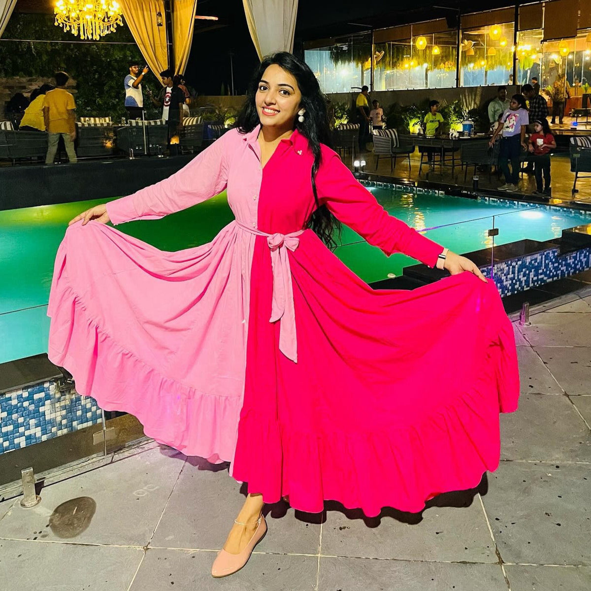 Utsav Two-Tone Pink Cotton Dress