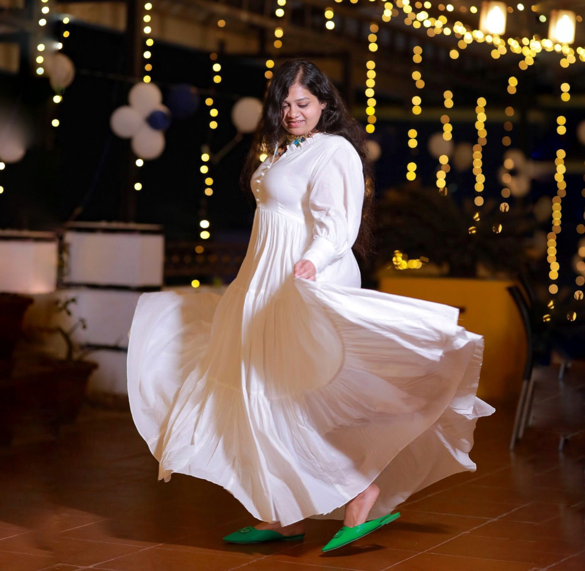 Utsav Pure White Cotton Maxi Dress