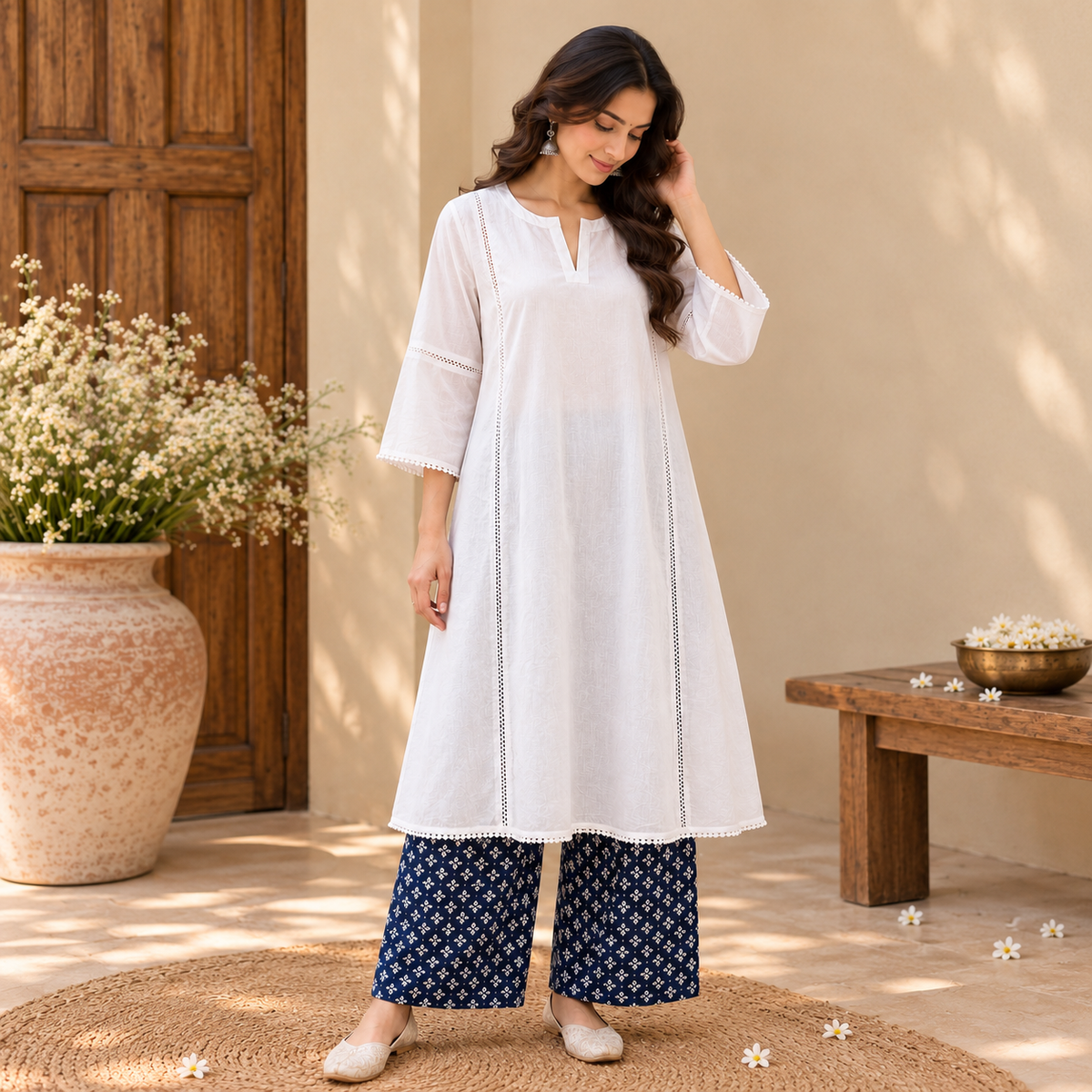 Utsav Pearl Cotton Co-ord Set