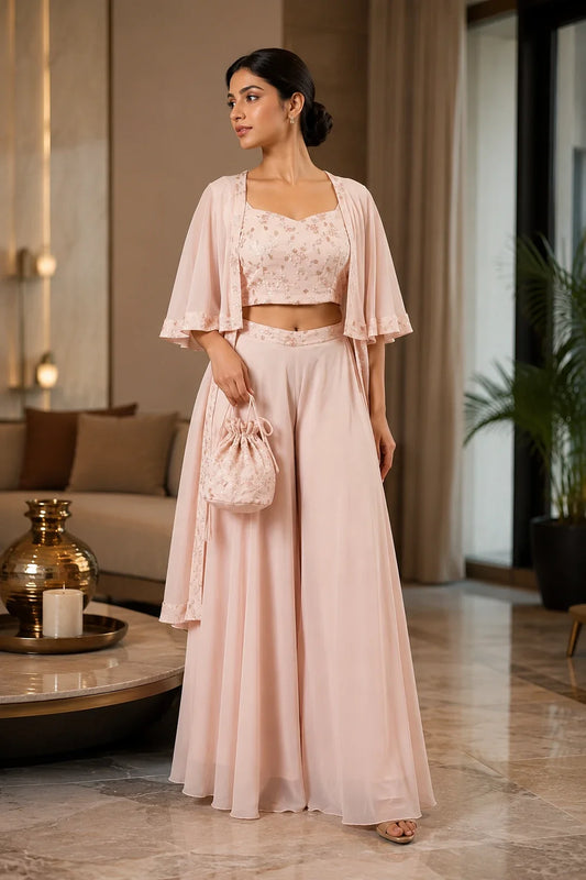 Utsav Blush Pink Sequin Embroidered Co-Ord Set