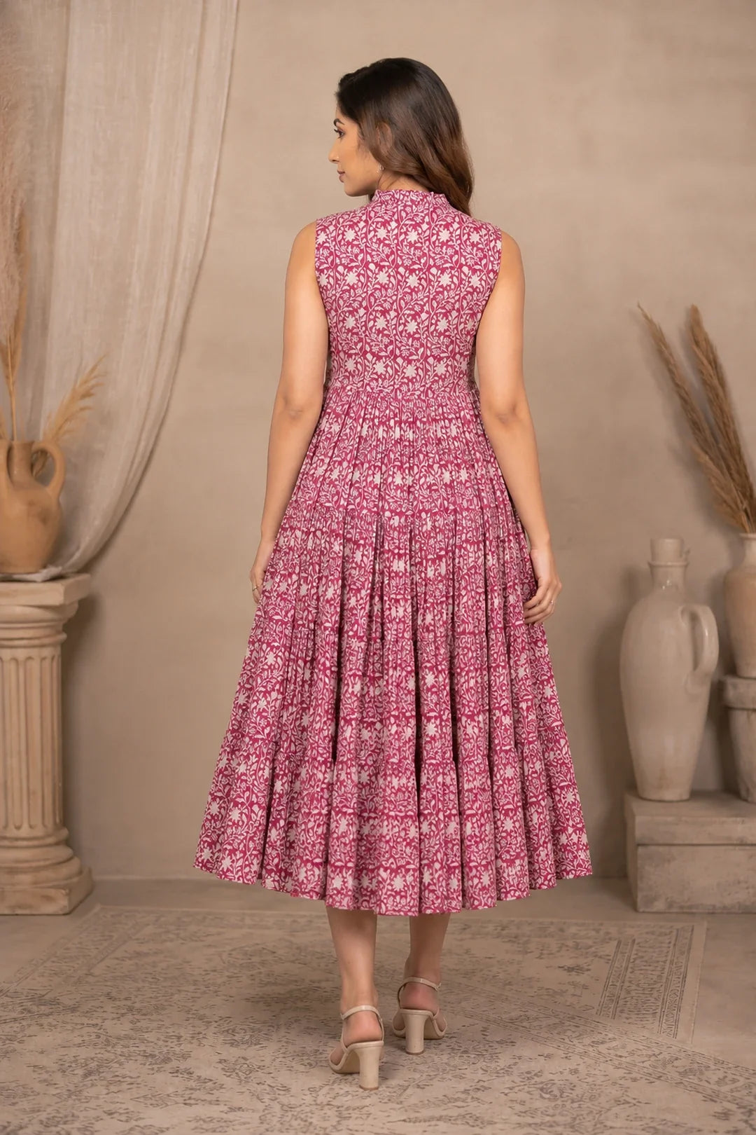Utsav Parita Floral Jaal Block Printed Maxi Dress
