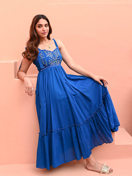 Utsav Dazzling Blue Cotton Dress