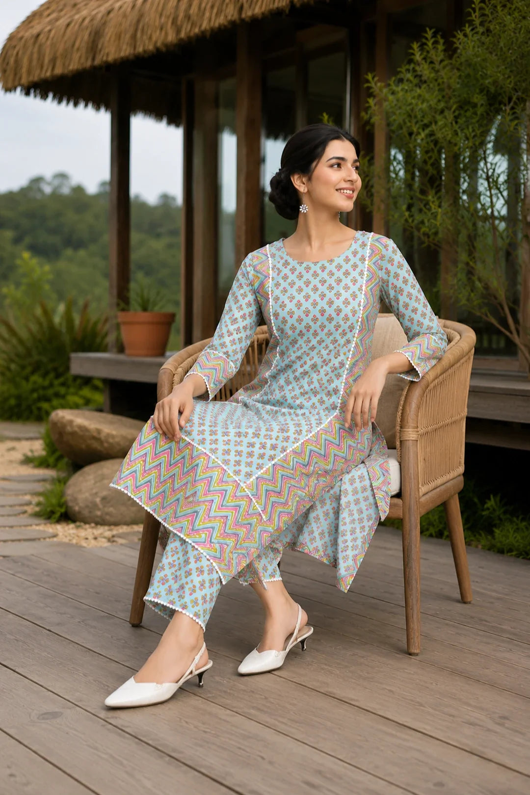 Utsav Aiba Printed Cotton Suit Set
