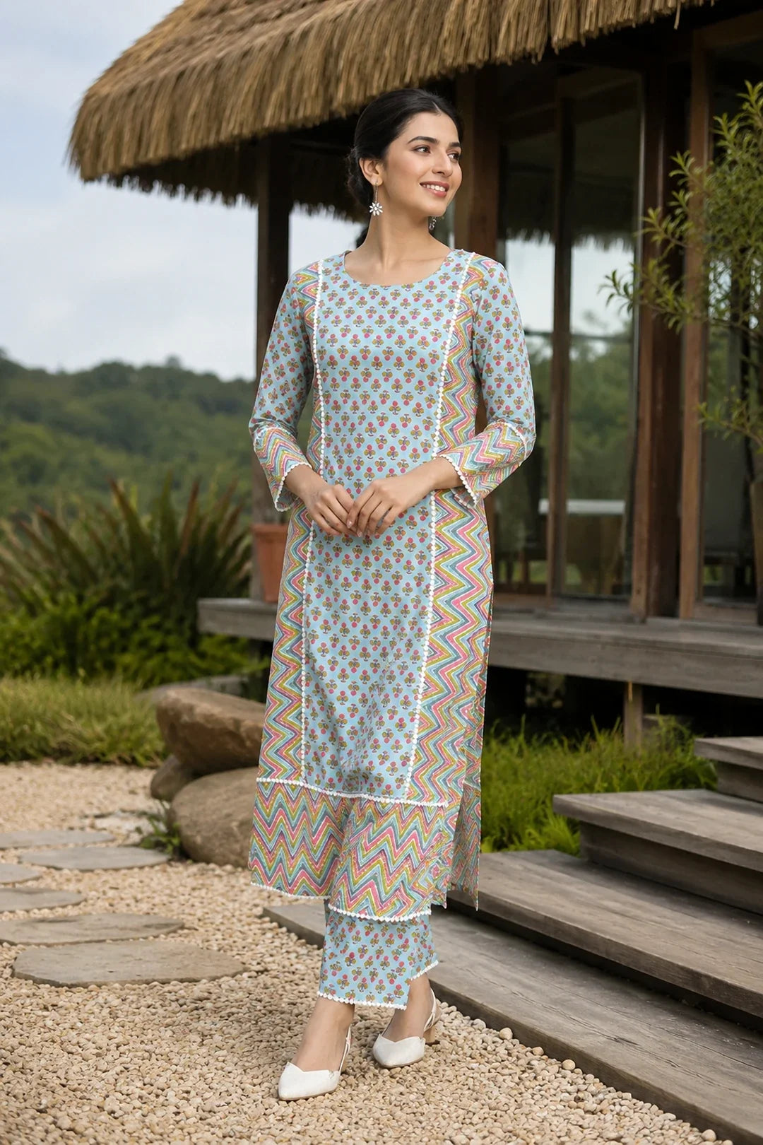 Utsav Aiba Printed Cotton Suit Set