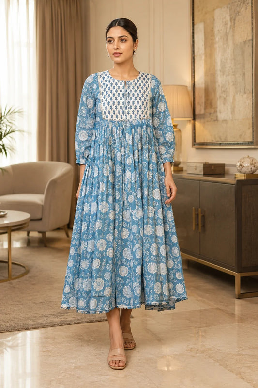 Utsav Nivya Floral Block Printed Dress