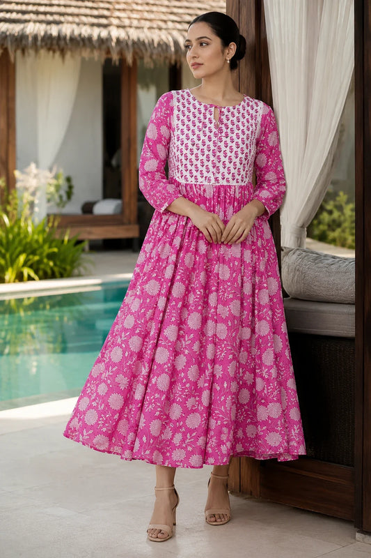 Utsav Ikshita Floral Block Printed Dress
