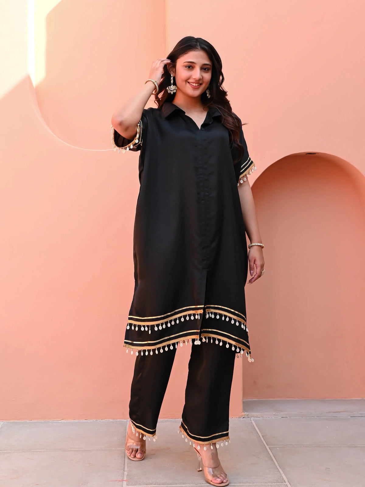 Utsav Black Boho Matching Kurta Set