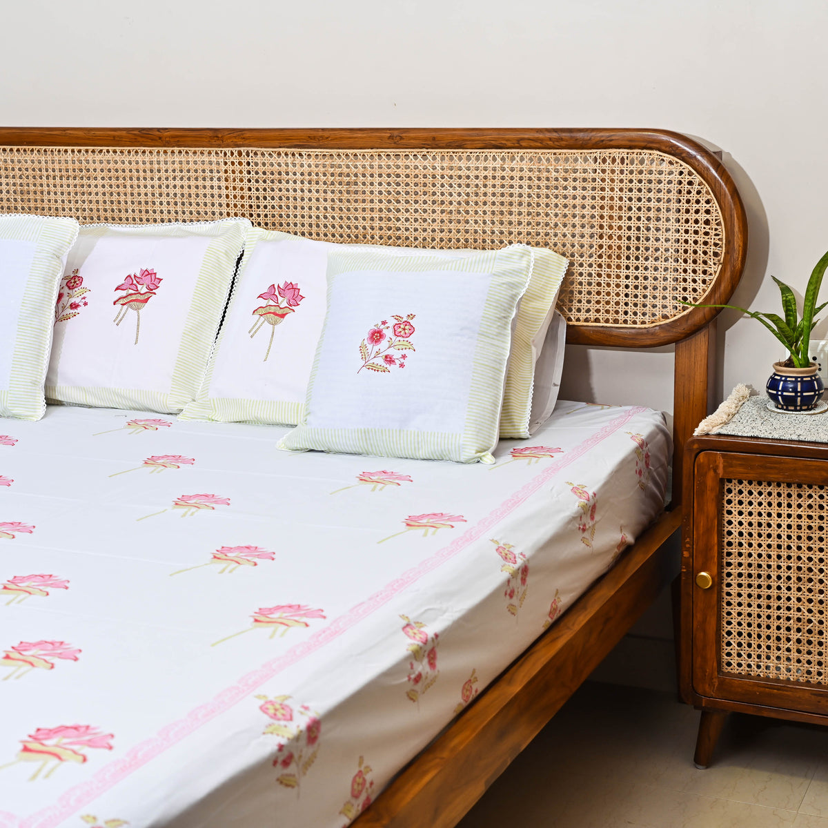 Floral Handblock printed Cotton Bedsheet