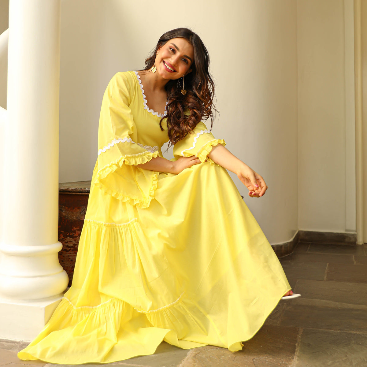 Utsav Elfin Yellow Comfy Cotton Dress