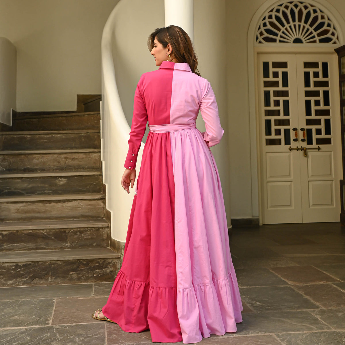 Utsav Two-Tone Pink Cotton Dress