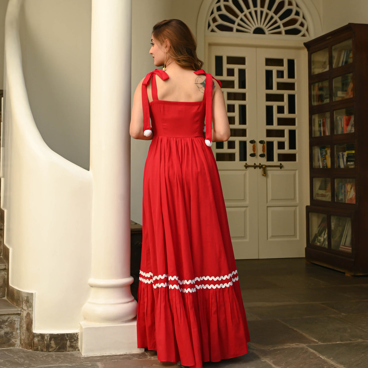 Utsav Hot Red Cotton Dress
