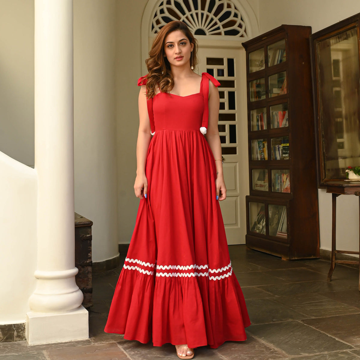 Utsav Hot Red Cotton Dress