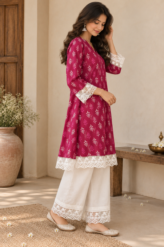Utsav Magenta Cotton Co-ord Set