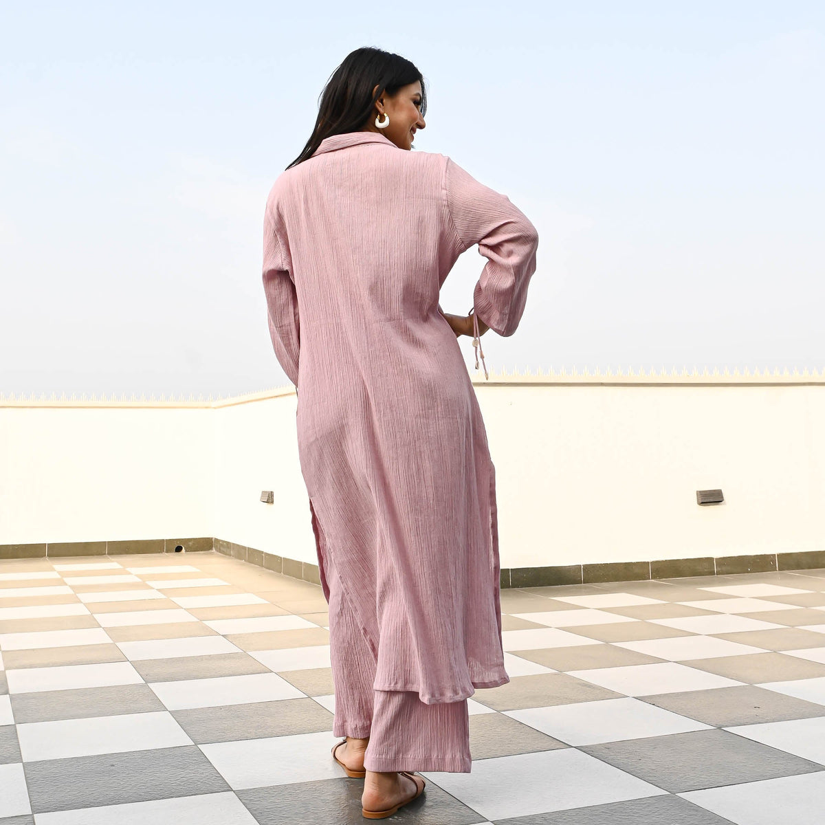 Utsav Mauve Crushed Cotton Coord Set