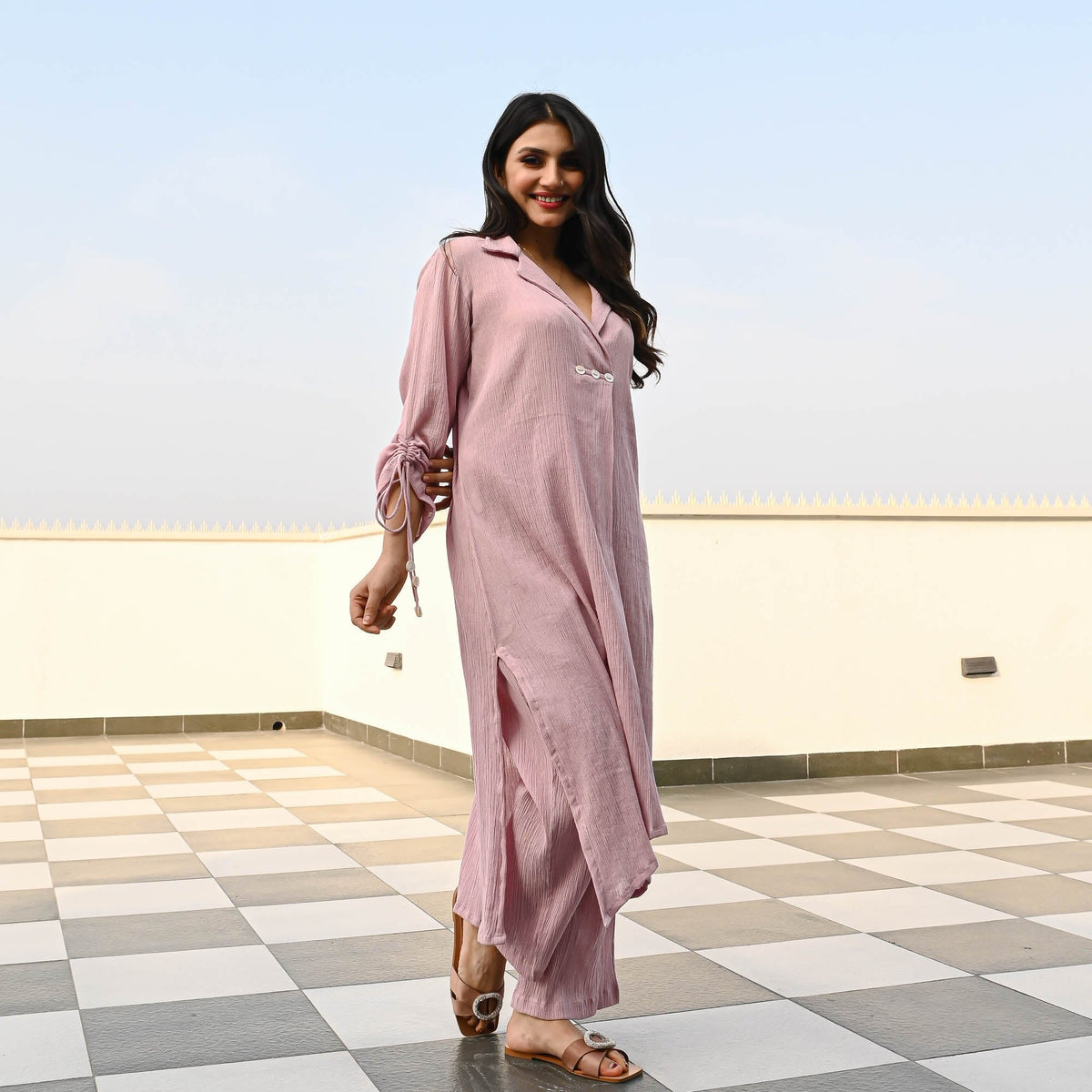 Utsav Mauve Crushed Cotton Coord Set