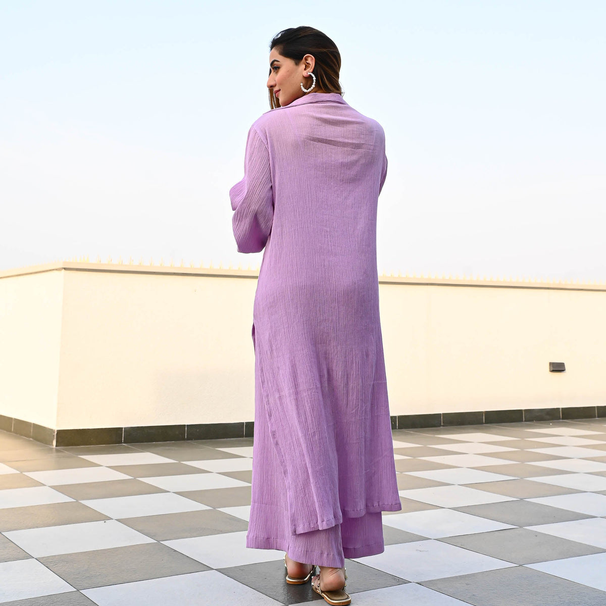 Utsav Lavender Crushed Cotton Coord Set
