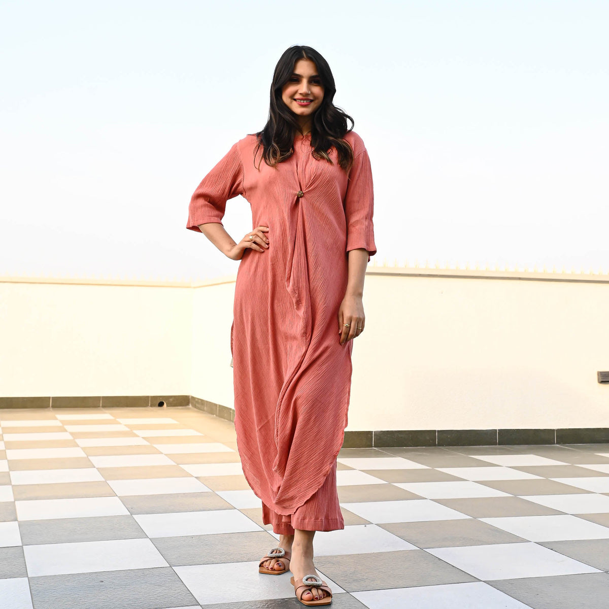 Utsav Rust Crushed Cotton Coord Set