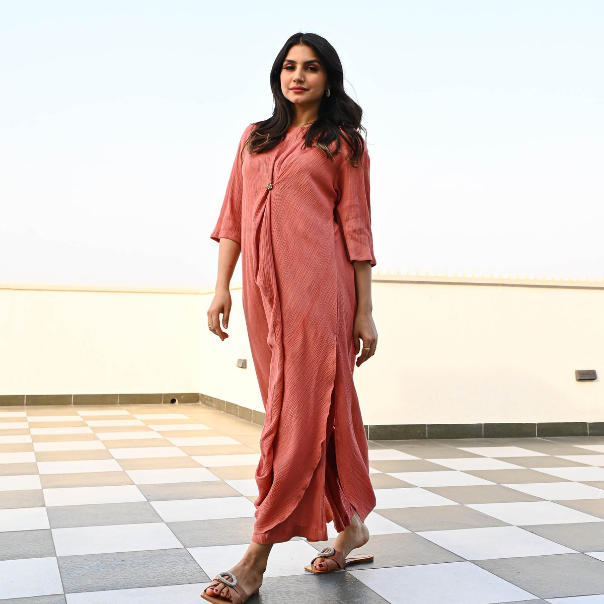 Utsav Rust Crushed Cotton Coord Set