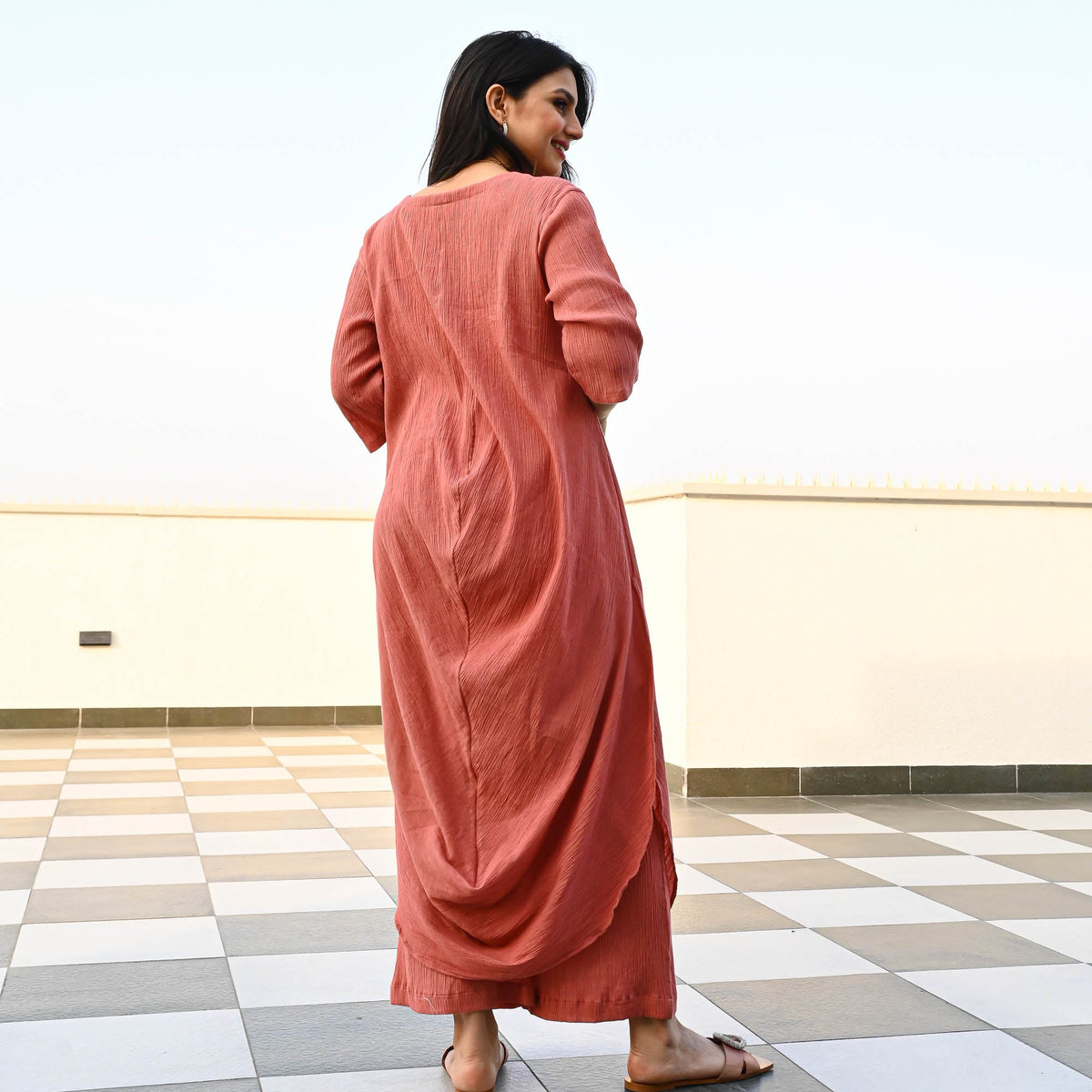 Utsav Rust Crushed Cotton Coord Set