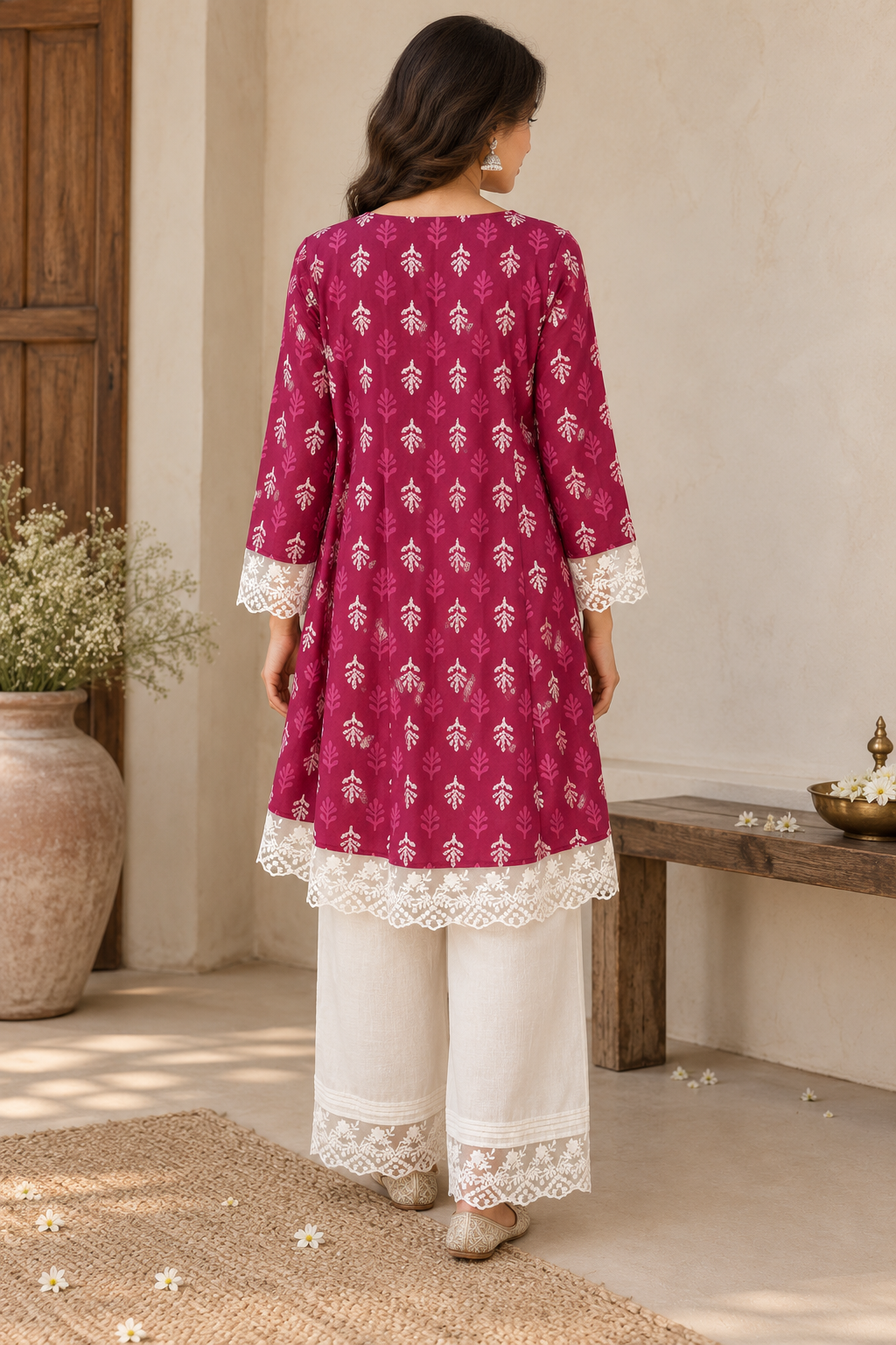 Utsav Magenta Cotton Co-ord Set
