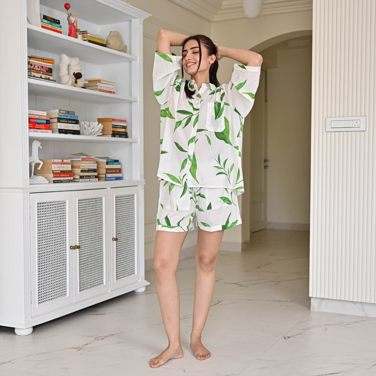 Utsav Green Leaf Shorts Set