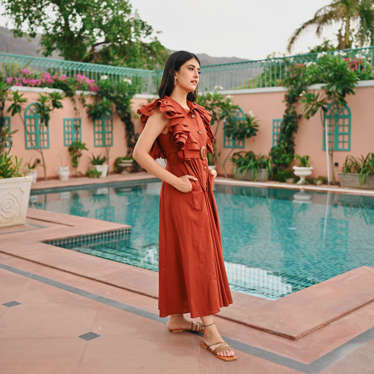 Utsav Brown Whisper Cotton Dress