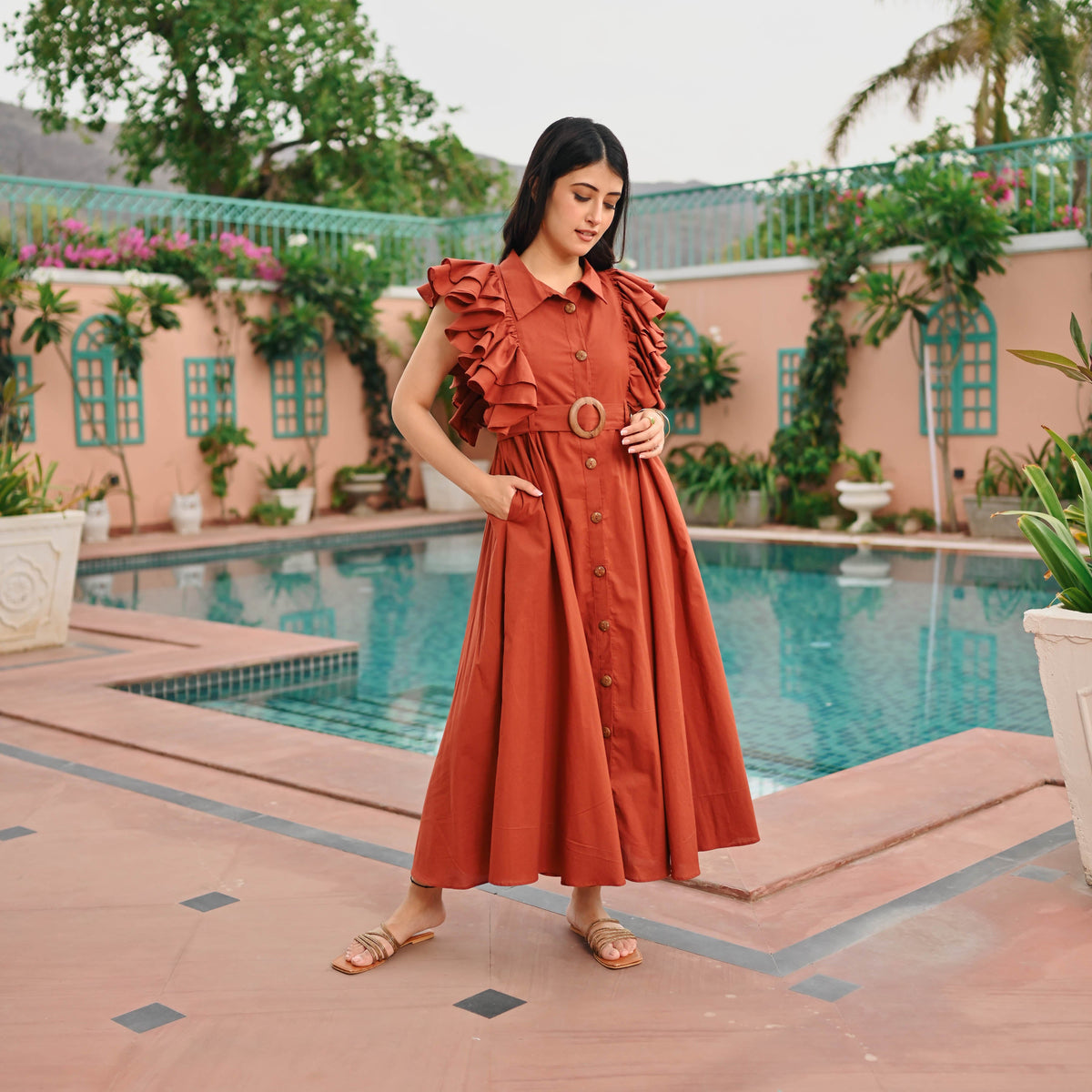Utsav Brown Whisper Cotton Dress