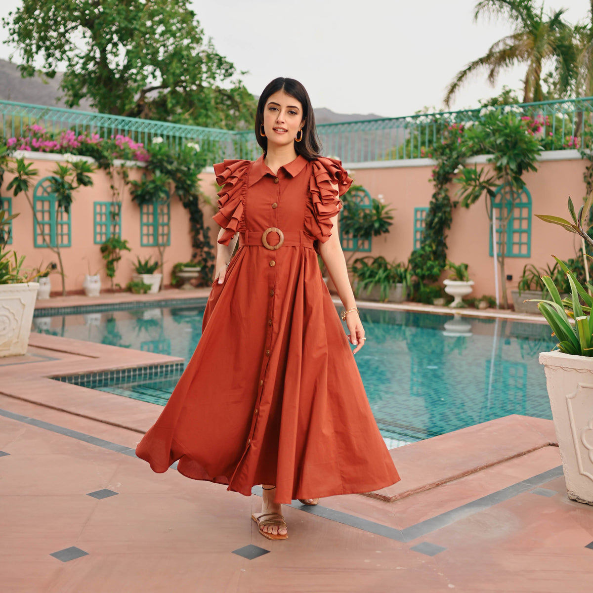 Utsav Brown Whisper Cotton Dress