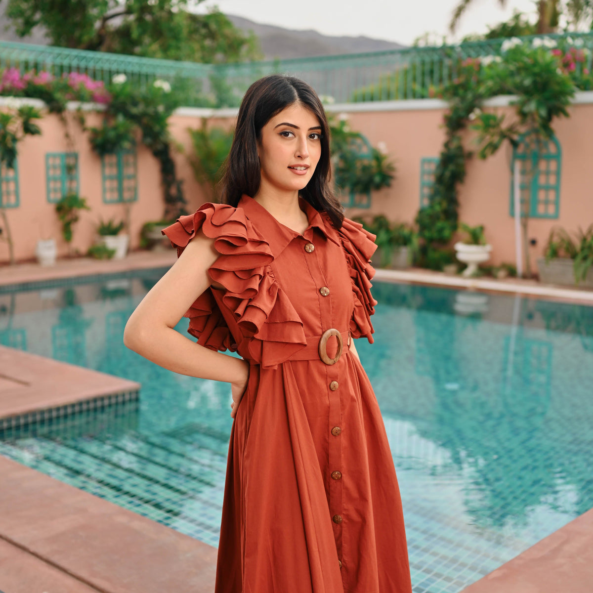 Utsav Brown Whisper Cotton Dress