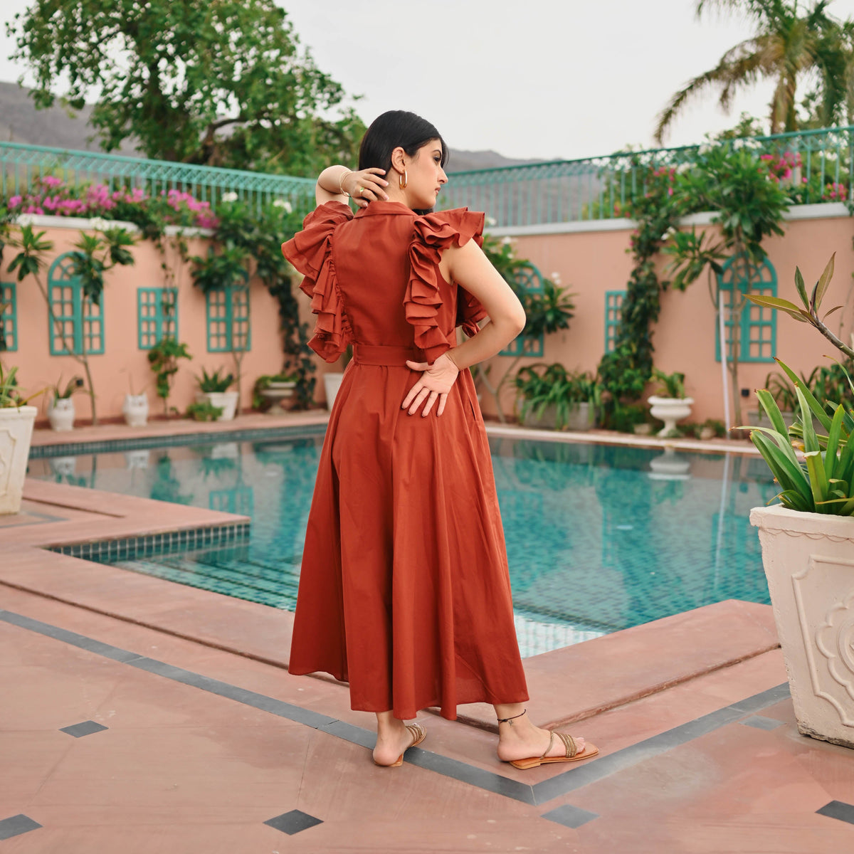 Utsav Brown Whisper Cotton Dress