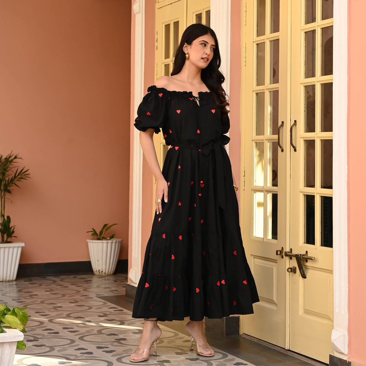 Utsav Celestial Black Embroidered Cotton Dress