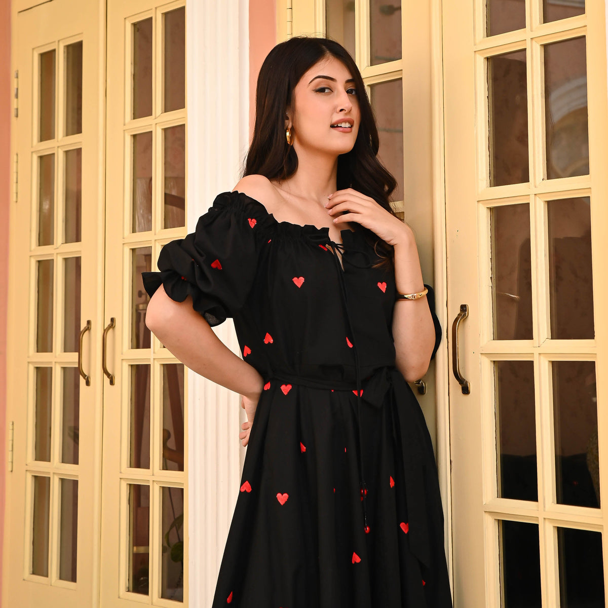 Utsav Celestial Black Embroidered Cotton Dress