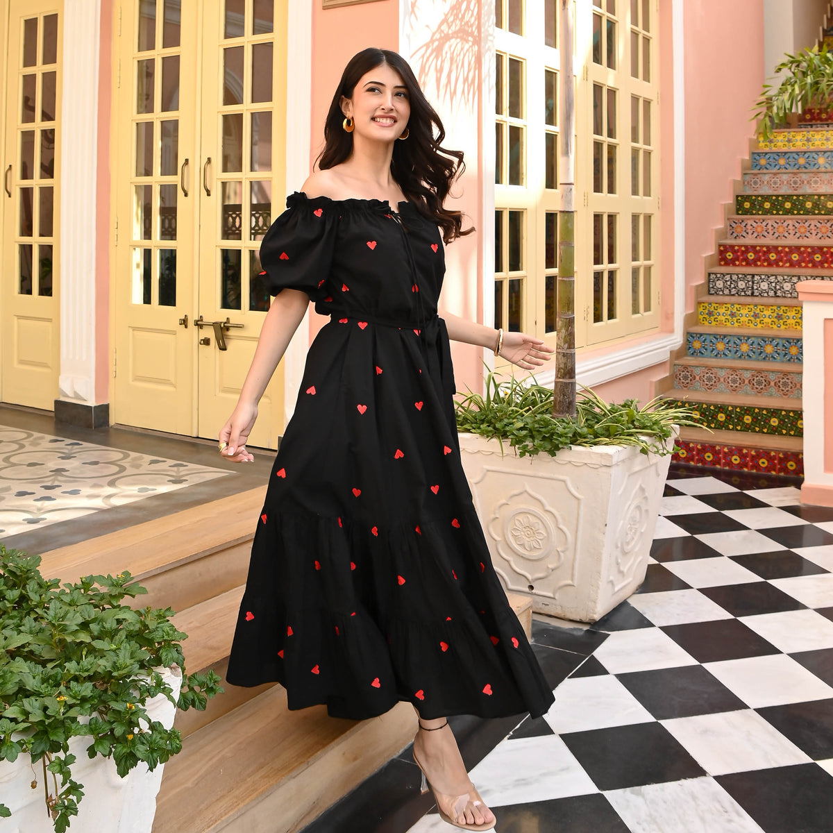 Utsav Celestial Black Embroidered Cotton Dress