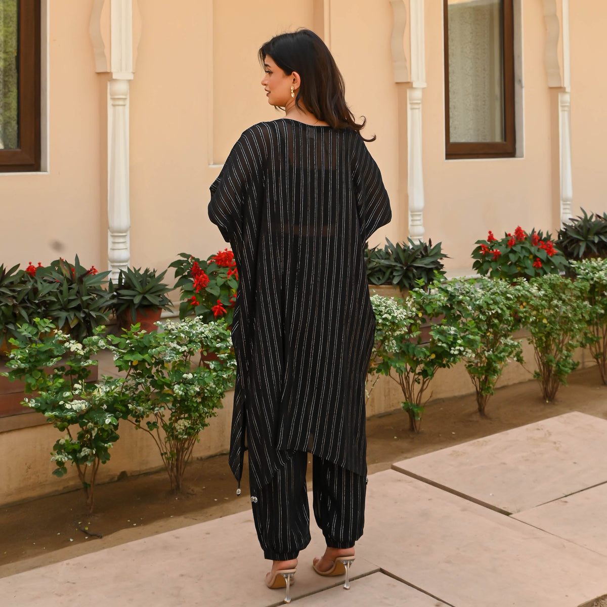 Utsav Black Silver Lurex Kurta Pants