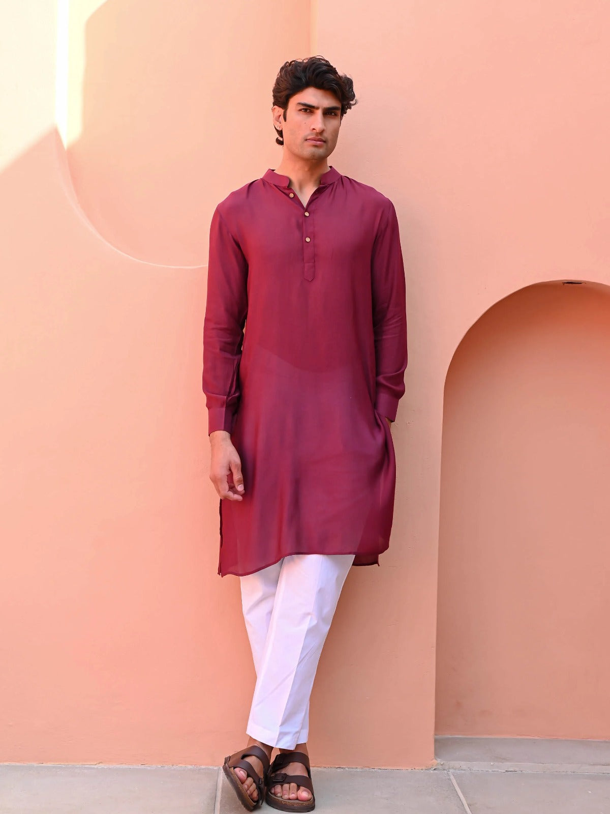 Utsav Wine Color Men Long Kurta