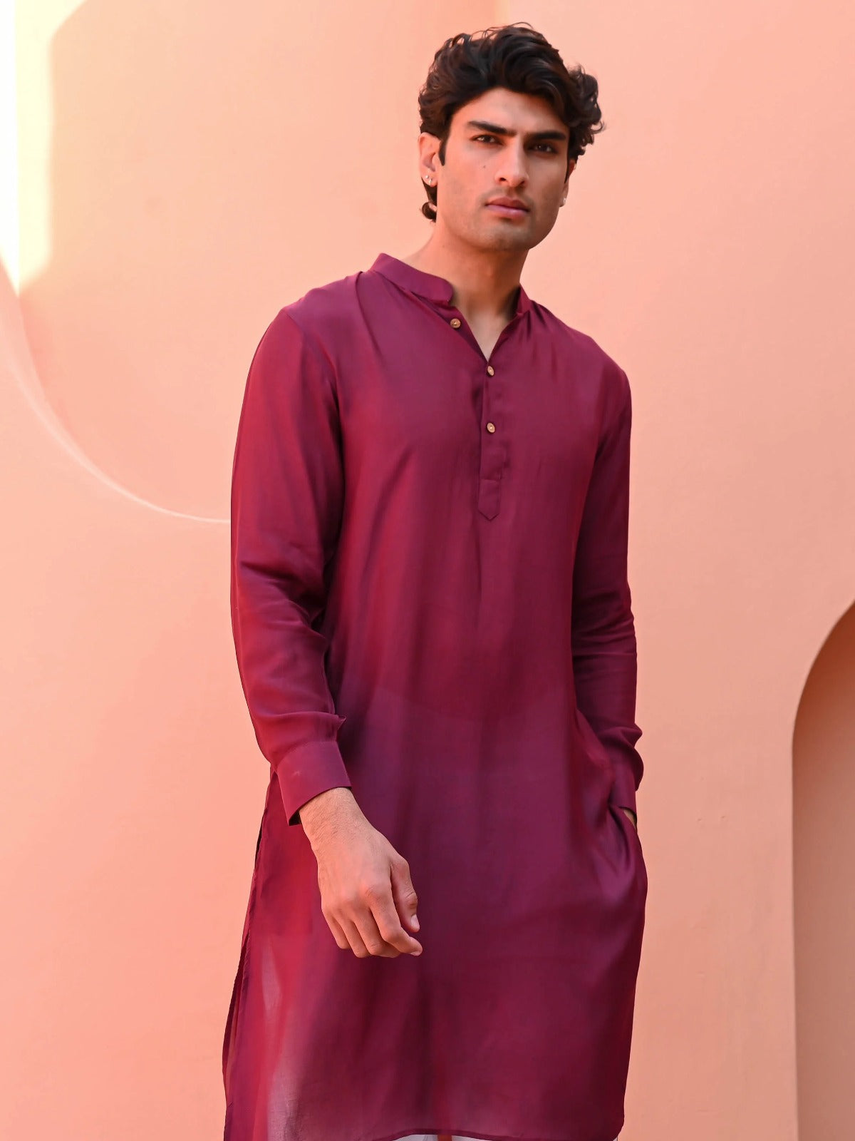 Utsav Wine Color Men Long Kurta
