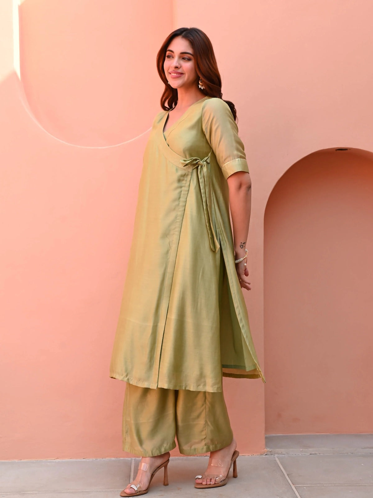 Utsav Light Green Silk Kurta Set