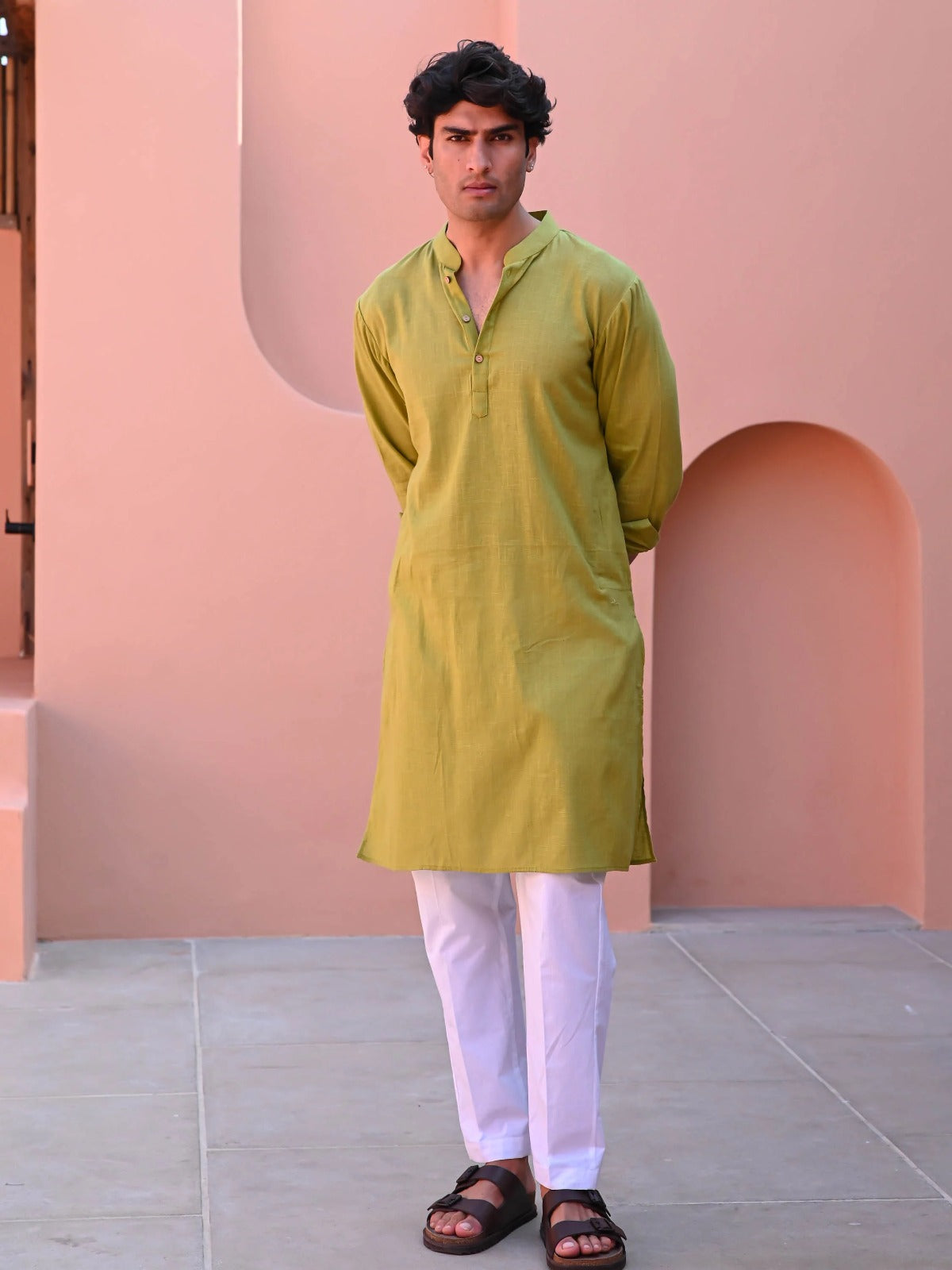 Utsav Ligh Olive Men Long Kurta