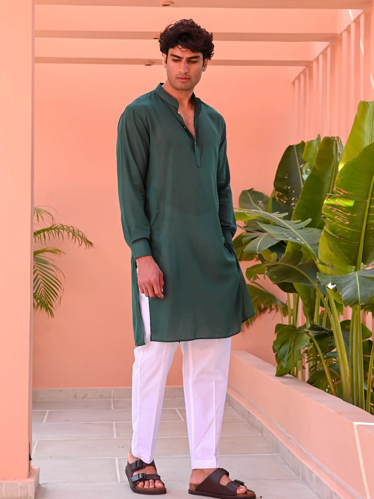 Utsav Dark Green Men Long Kurta