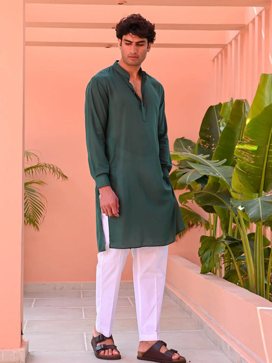 Utsav Dark Green Men Long Kurta