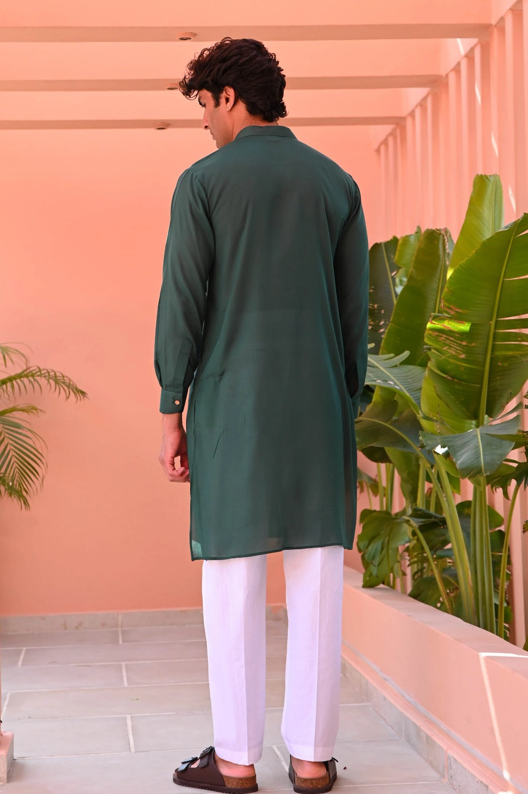Utsav Dark Green Men Long Kurta